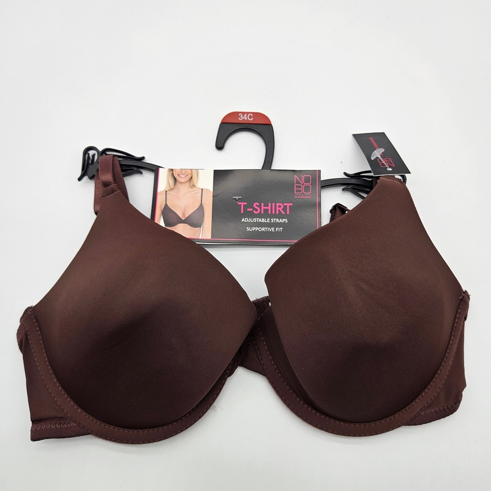 No‎ Boundaries 34C Burgundy Night TShirt Bra Adjustable Straps Supportive Fit